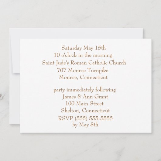 Invitation de confirmation (Dos)