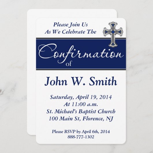Invitation de confirmation (Devant / Derrière)