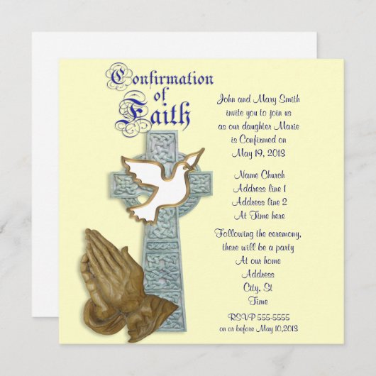 Invitation de confirmation (Devant / Derrière)