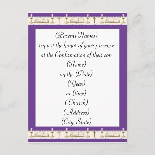 Invitation de confirmation (Devant)