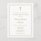 Invitation de confirmation à bordure dorée élégant (Devant)