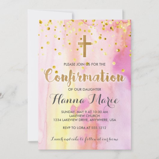 Invitation de confirmation aquarelle moderne (Devant)