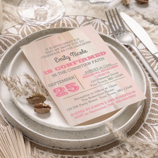 Invitation de confirmation Ballerina Pink