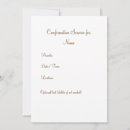 Invitation de confirmation - Bleu avec croix et ru (Dos)