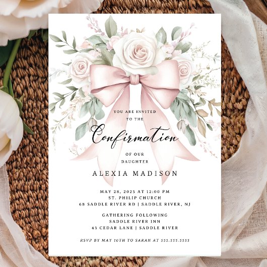 Invitation de confirmation Bow & Blossom