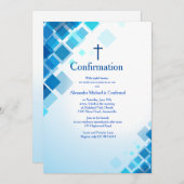 Invitation de confirmation Carré brillante (Devant / Derrière)