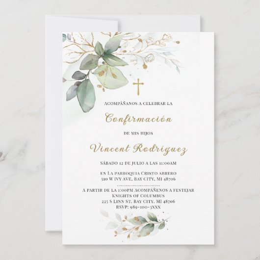 Invitation De Confirmation Catholique avec Design Élégant en (Devant)