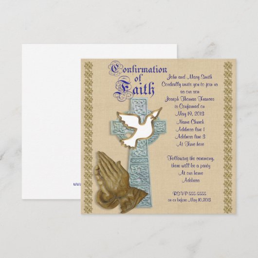 Invitation de confirmation Croix celtique (Devant / Derrière)