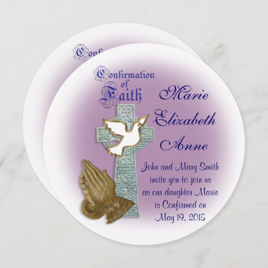 Invitation de confirmation Croix celtique (Devant / Derrière)