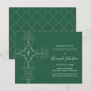 Invitation de confirmation, Croix, Monogramme; Gar