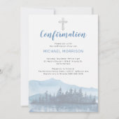 Invitation de confirmation d'aquarelle bleu élégan (Devant)