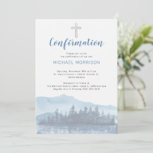Invitation de confirmation d'aquarelle bleu élégan