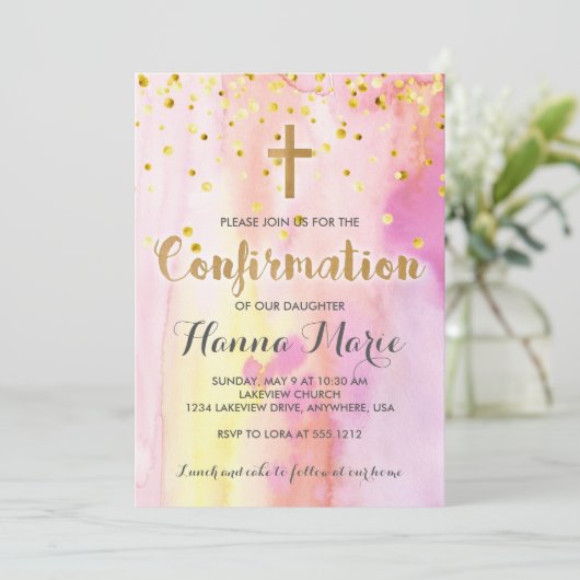 Invitation de confirmation d'aquarelle moderne (Debout devant)