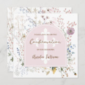 Invitation de confirmation d'arc Fleur sauvage (Devant / Derrière)