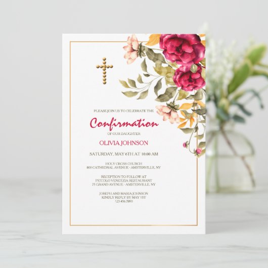 Invitation de confirmation de beauté florale (Debout devant)