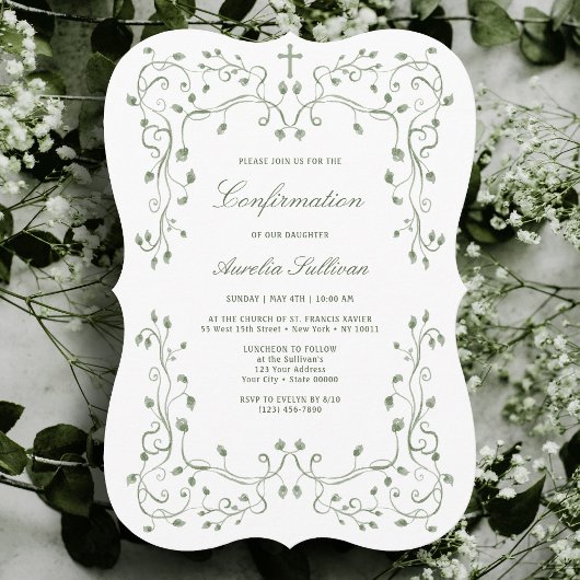 Invitation de confirmation de cadre de feuillage v