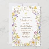 Invitation de confirmation de cadre de fleurs de p (Devant)