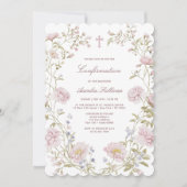 Invitation de confirmation de cadre floral rose (Devant)