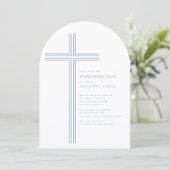 Invitation de confirmation de croix bleue minimale (Debout devant)