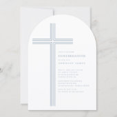 Invitation de confirmation de croix bleue minimale (Devant)