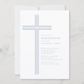 Invitation de confirmation de croix bleue minimale (Devant)