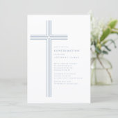 Invitation de confirmation de croix bleue minimale (Debout devant)