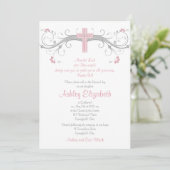 Invitation de confirmation de croix gris argent ro (Debout devant)