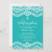 Invitation de confirmation de dentelle Vintage tur (Devant)