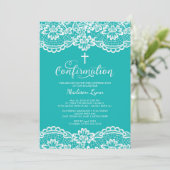 Invitation de confirmation de dentelle Vintage tur (Debout devant)