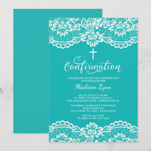Invitation de confirmation de dentelle Vintage tur