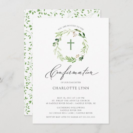 Invitation de confirmation de feuille botanique (Devant / Derrière)