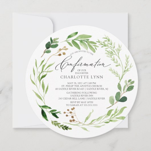 Invitation de confirmation de feuille botanique (Devant)