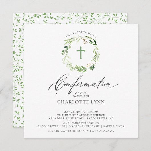 Invitation de confirmation de feuille botanique (Devant / Derrière)