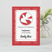 Invitation de confirmation de fille rouge avec col (Debout devant)
