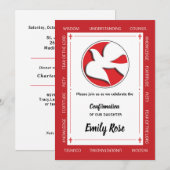 Invitation de confirmation de fille rouge avec col (Devant / Derrière)