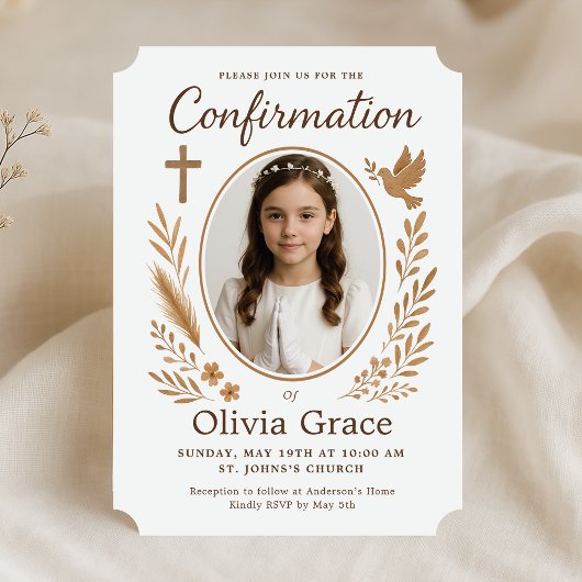 Invitation de confirmation de fille rustique