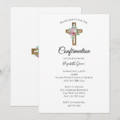 Invitation de confirmation de fleurs de croix en b (Devant / Derrière)