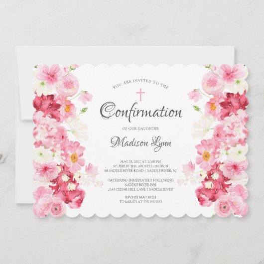 Invitation de confirmation de fleurs printanières (Devant)