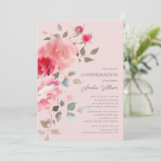 Invitation de confirmation de flush Blossoms (Debout devant)