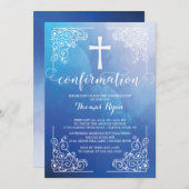 Invitation de confirmation de la croix d'aquarelle (Devant / Derrière)
