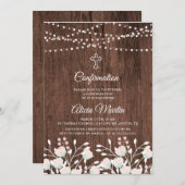 Invitation de confirmation de la croix florale en (Devant / Derrière)