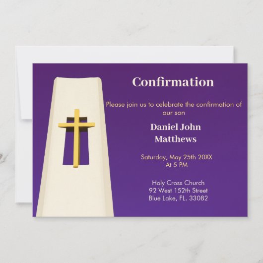 Invitation de confirmation de la Croix Sainte viol (Devant)
