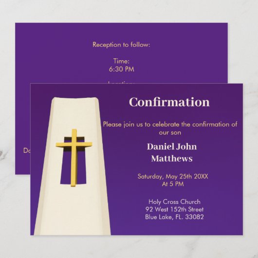 Invitation de confirmation de la Croix Sainte viol (Devant / Derrière)