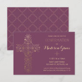Invitation de confirmation de la fille avec Croix  (Devant / Derrière)
