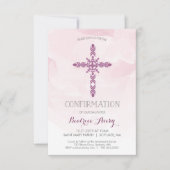 Invitation de confirmation de la fille, croix et a (Devant)
