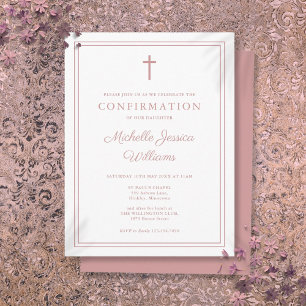Invitation de confirmation de la frontière rose Ro