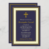 Invitation de confirmation de la Marine et de l'or (Devant / Derrière)