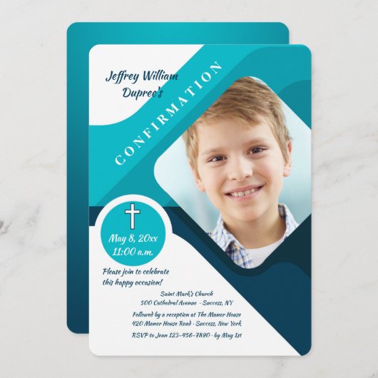 Invitation de confirmation de la photo de Bénédict (Devant / Derrière)