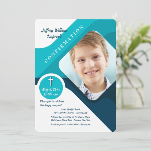 Invitation de confirmation de la photo de Bénédict (Debout devant)