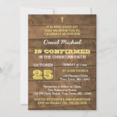 Invitation de confirmation de l'or en bois de Barn (Devant)